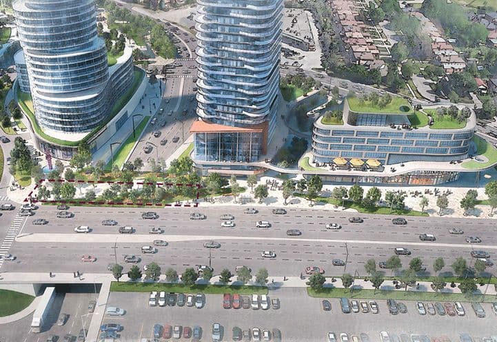 Bird's Eye View Rendering From Dundas Street of The Clove Condos